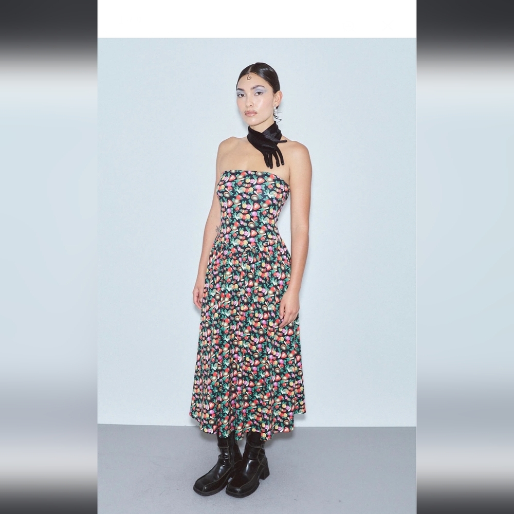 Fashion Brand Company Strapless Vegetable Medley Dress